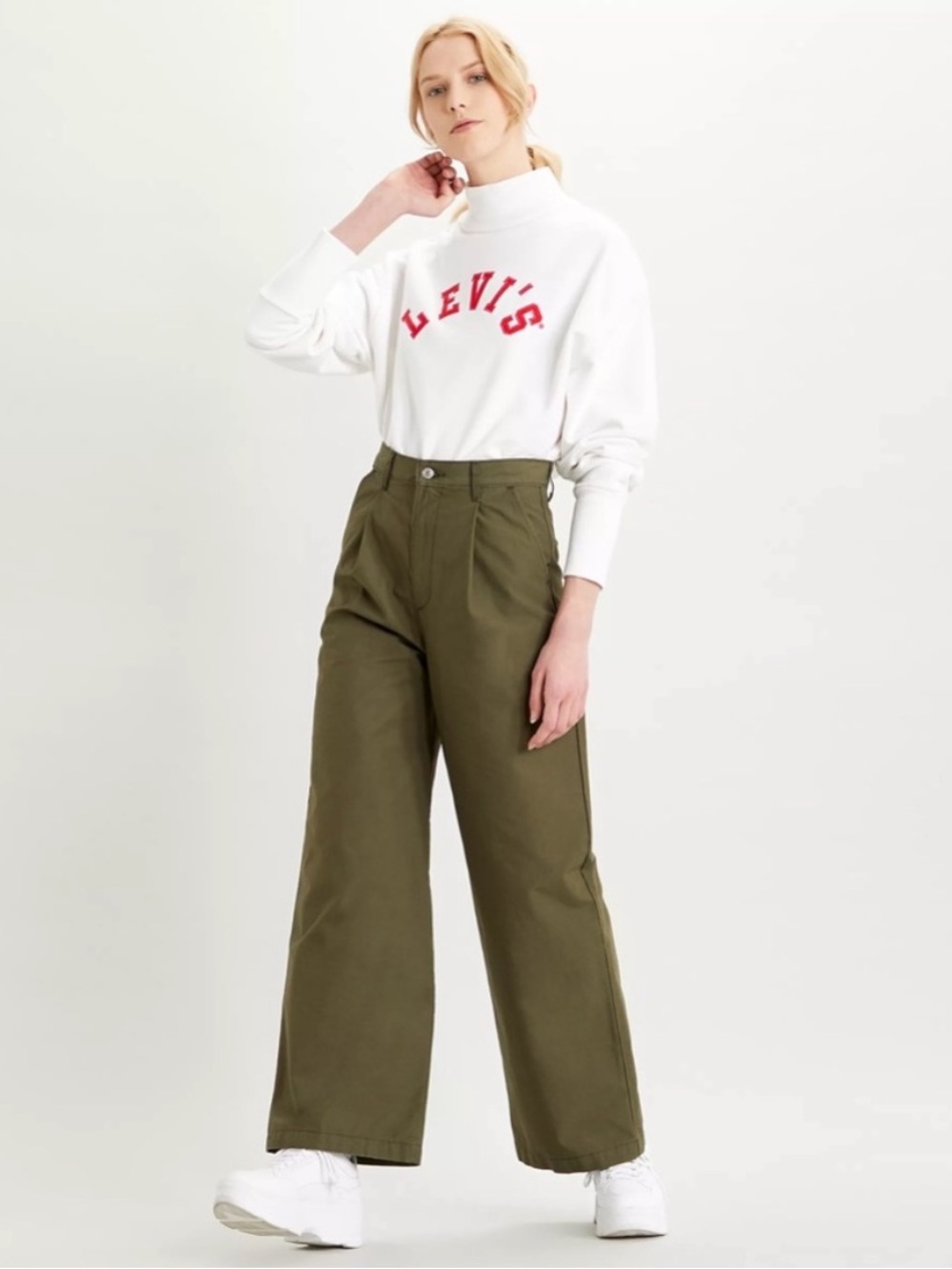 Levis Pleated Olive Green High Loose Pants 26